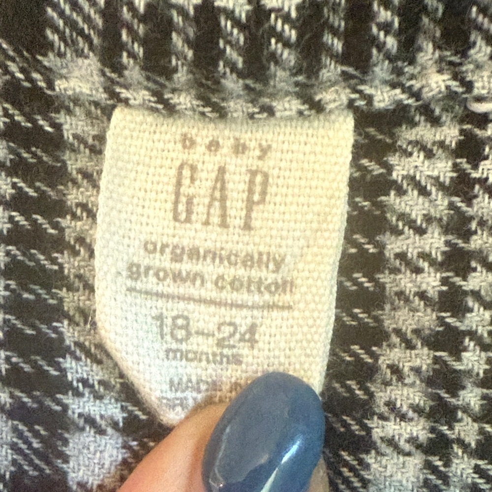 Gap Button Down Flannel Grey Size 18 - 24 Months - Picture 2 of 8